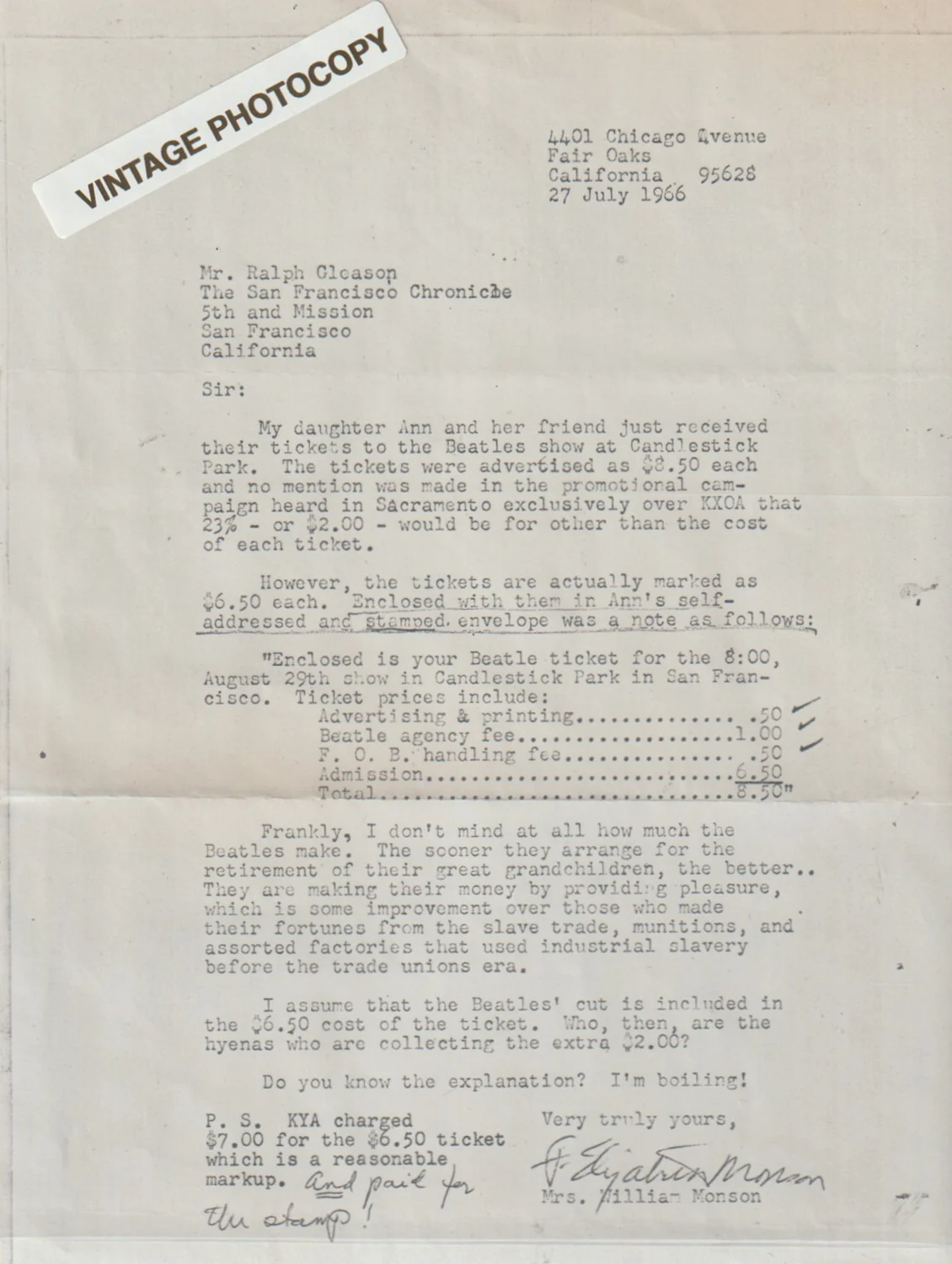 1966 San Francisco Candlestick Park Concert File - Image 14