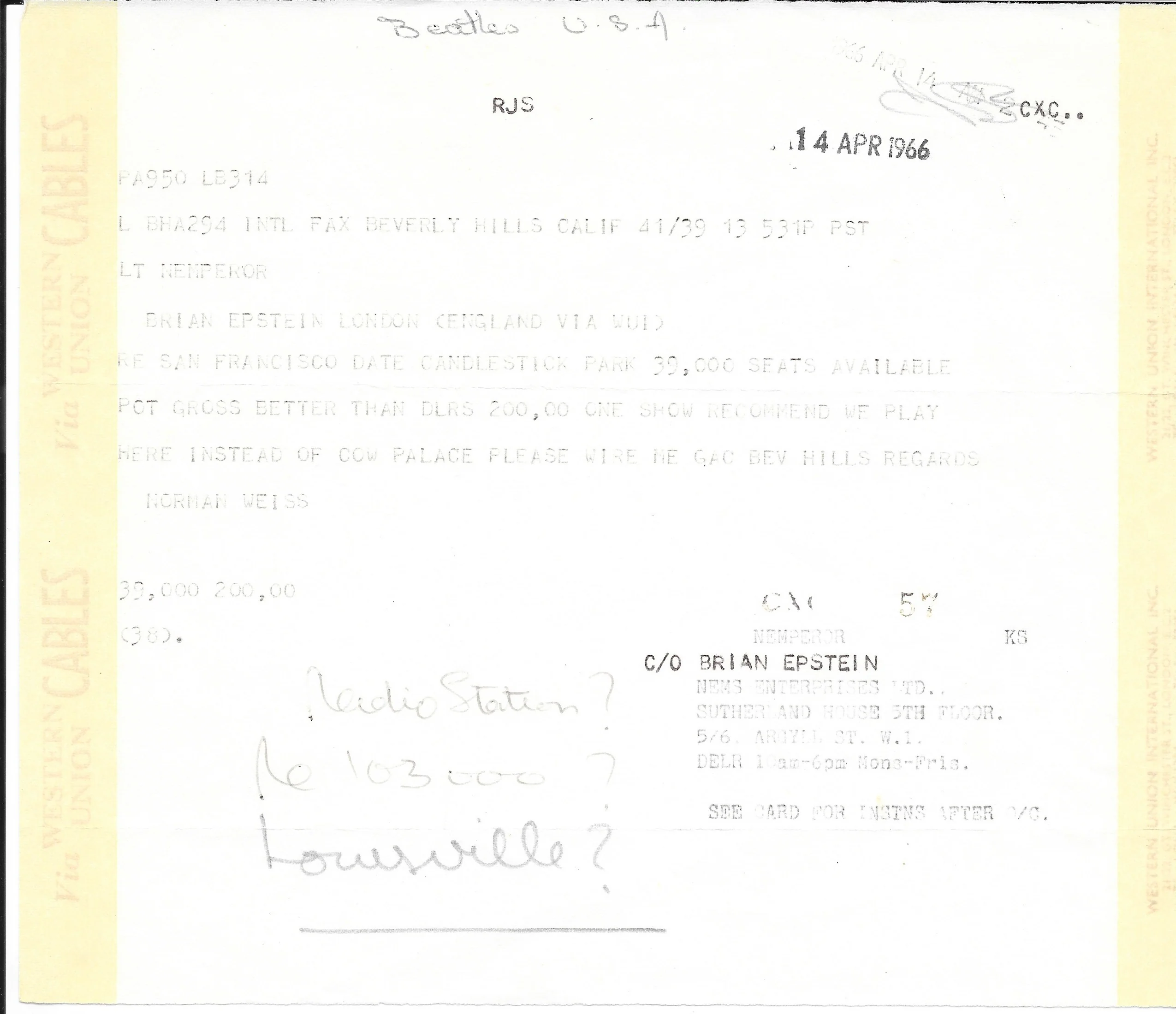 1966 San Francisco Candlestick Park Concert File - Image 4