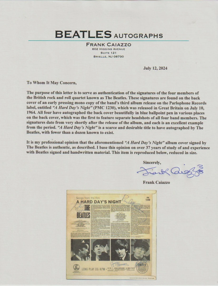Fully Signed Hard Day's Night - Image 4