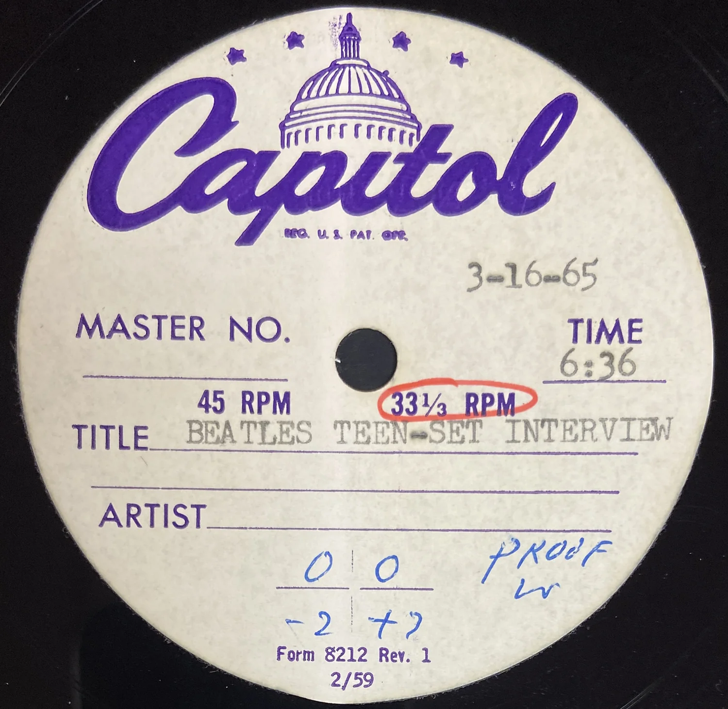 Set Of Two Unreleased Capitol Records Acetates for a Beatles Interview with Jack Wagner - Image 5